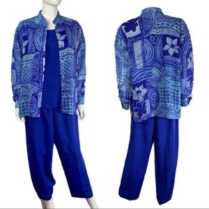 Sea Suns Vintage 3pc. Cobalt Blue Woman’s Pant Set *Petite*